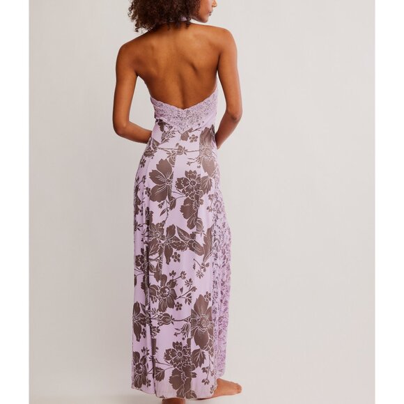 FREE PEOPLE Love You Most Printed Maxi Slip / Lavender Combo - Picture 3 of 7